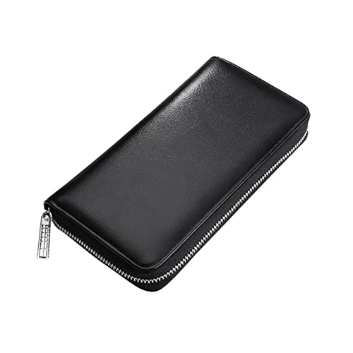 WOFASHPURET Sichere Geldbörse Mit Reißverschluss Rindsleder-geldbörse Langer Absatzhalter Unisex-Tasche Herren-geldbörse Halter Mit Mehreren Taschen Bargeldaufbewahrungstasche von WOFASHPURET
