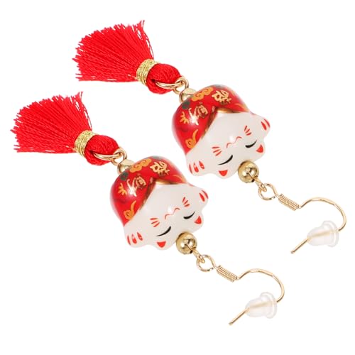 WOFASHPURET Keramik Ohrringe Damen Lustige Dangle Earrings mit Glückskatze Leicht Strapazierfähig Elegantes Schmuckgeschenk für Party Shopping Valentinstag und Geburtstag von WOFASHPURET