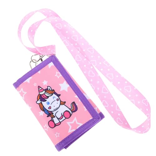 WOFASHPURET Kindergeldbörse Einhorn Canvas Portemonnaie Mädchen Jungen Leicht und Robust mit Mehreren Fächern und Lanyard Kreatives Cartoon Design Praktische Kleine Geldbörse für Alltag und von WOFASHPURET