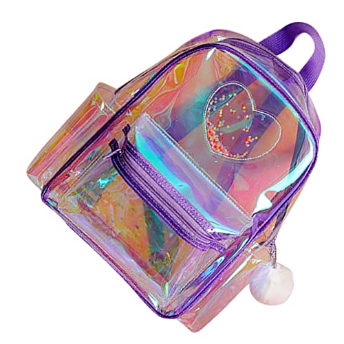 WOFASHPURET Süßer Transparenter Rucksack Aus PVC Für Mädchen Entzückende Schultertasche Für Festivals Und Alltag Mit Herzmuster Schule Und Freizeit von WOFASHPURET