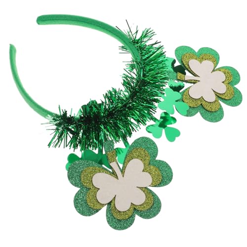 WOFASHPURET Klee Stirnband Kopfschmuck Zum Irischen Tag Stirnbänder Zum St. Patricks Day Grünes Pompon-stirnband Irisches Party-stirnband Kleeblatt-haarband Fräulein Mädchen Leiner Plastik von WOFASHPURET