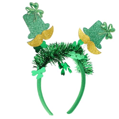 WOFASHPURET Kleeblatt-bart-stirnband Irische Headbopper St. Patricks Day Headbopper Kleeblatt-haarreif Haarschmuck Für Den Urlaub Grüner Irischer Zylinder Plastik Damen Zubehör Erwachsener von WOFASHPURET