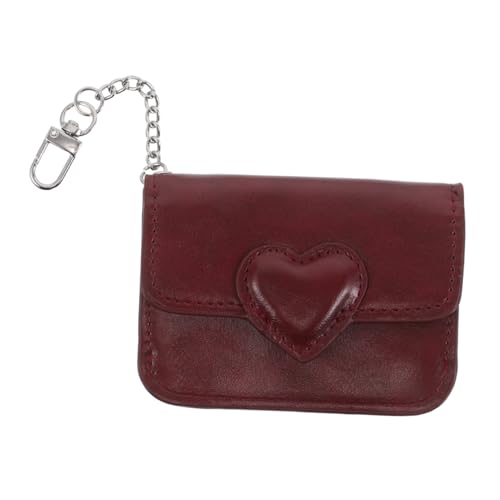 WOFASHPURET Kleine Damen Kartenbörse aus Kunstmaterial mit Herzverschluss Weiches Material Abnehmbarer Klappdeckel Schlankes Design für Kreditkarten Münzen und Ausweise für Alltag Shopping von WOFASHPURET