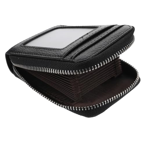 WOFASHPURET Echtledertascheschwarz Mit Reißverschluss Kreditkartenetui Organizer Für Kleine Gegenstände Wie Ausweise Und Münzen Beutelschwarz Für Damen Und Herren von WOFASHPURET