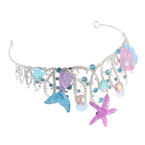 WOFASHPURET Kristallbesetzte Brautkrone Meerjungfrau Tiara mit Seestern aus Langlebiger Legierung Leichtes Komfortables Stirnband für Mädchen Hochzeit Geburtstag Halloween Party Dekoration von WOFASHPURET