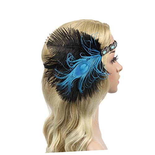 WOFASHPURET Kopfschmuck Stirnbänder für damen schwarz Crystal Flapper Hochzeitsdekoration Haargummis Kopfdekoration Stirnband Pfau schmücken Schwanz Schal reisen Kopfbedeckung von WOFASHPURET