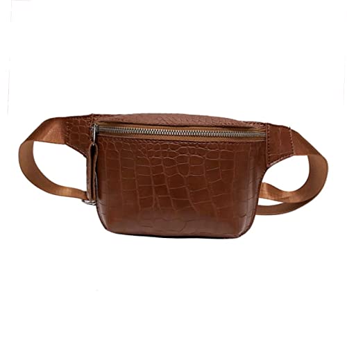 WOFASHPURET Schultertasche Damen Brusttasche Mit Reißverschluss Muster Gürteltasche Aus Pu Für Laufen Fitness Reisen Sport Braun von WOFASHPURET