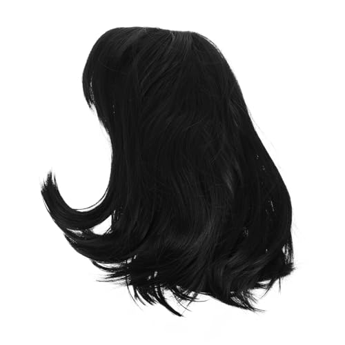 WOFASHPURET Kurze Süße Perücke für Damen Synthetische Gerade Haarperücke Schwarz für Partys und Cosplay Modischer Look mit Charmantem Design von WOFASHPURET
