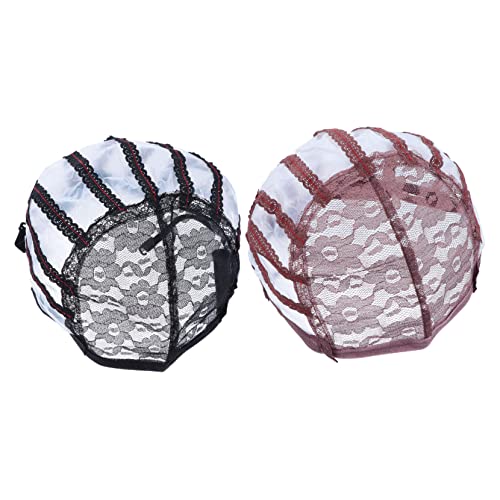 WOFASHPURET 2stücke Netzkuppel Für Perücken Verstellbare Kuppelkappen Aus Spitze Und Netz-haarnetz Für Perückenkappe Atmungsaktiv Und Luftig Passt Sich Verschiedenen Kopfumfängen von WOFASHPURET
