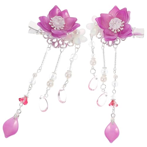 WOFASHPURET Lange Chinesische Haarklammern mit Quasten Handgefertigte Blumen Haarspangen für Frauen und Traditionelle Hanfu Haarschmuck Langlebig Komfortabel und Einfach zu Tragen von WOFASHPURET