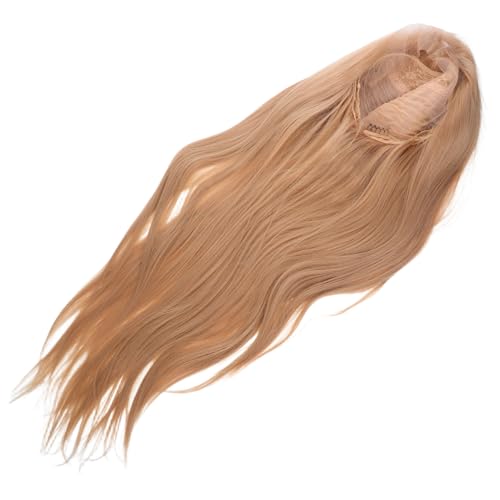 WOFASHPURET Lange Glatte Lace Front Perücke für Frauen Synthetische Hochtemperaturfaser Natürliche Haarlinie Atmungsaktive Passend Matte Goldene Farbe für Cosplay und Kostümparty von WOFASHPURET