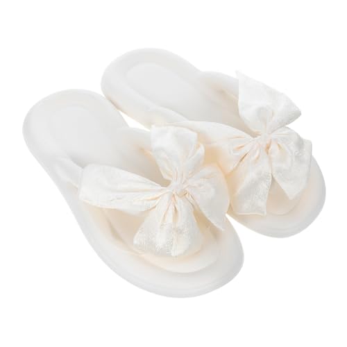 WOFASHPURET Leichte Atmungsaktive Sommerschuhe mit Süßer Schleife Rutschfeste Flache Sandalen für Damen Komfortable Slip Strandschuhe für Reisen Alltag Outdoor Aktivitäten von WOFASHPURET