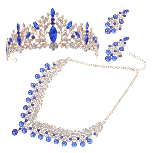 WOFASHPURET Göttinnenkrone Halsketten Und Ohrring-set Für Damen Hochzeitsschmuck-sets Mit Strasssteinen Kronenschmuck-set Für Partys Und Formelle Anlässe von WOFASHPURET