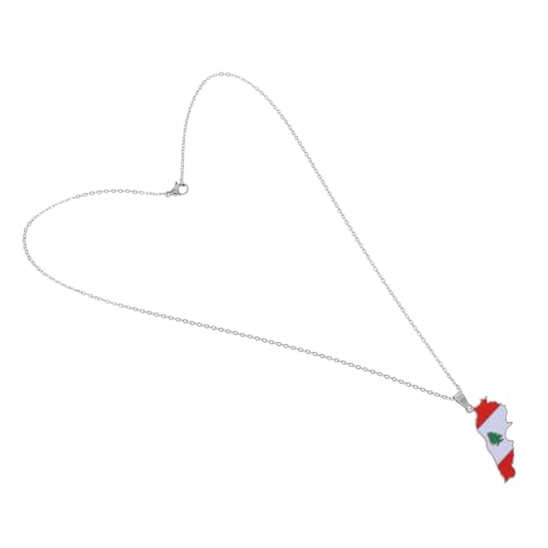WOFASHPURET Libanon Flaggen Anhänger Halskette aus Titanstahl und Legierung Langlebiger Unisex Schmuck mit Einzigartigem Design Bequemer Sitz Vielseitig Tragbar für Damen und Herren von WOFASHPURET