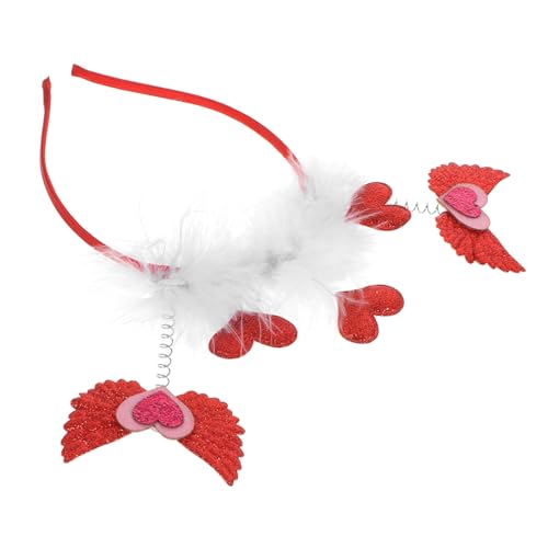 WOFASHPURET Liebe Stirnband Liebe Kopfschmuck Herz-stirnbänder Valentinstag-stirnbänder Für Erwachsene Herz Stirnband Rot Party-kopfschmuck Herz-stirnband Mit Pailletten Stoff Damen Amor Feder von WOFASHPURET