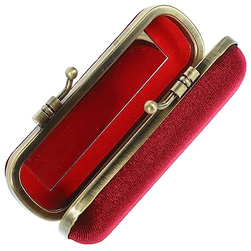 WOFASHPURET Retro Lippenstift Aufbewahrungsbox Mit Spiegel Tragbarer Für Damen Eleganter Kosmetik Organizer Für Handtasche Für Standard Lippenstift Tuben Weinrot von WOFASHPURET