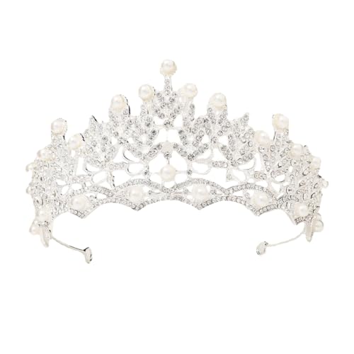 WOFASHPURET Luxuriöse Braut Tiara mit Perlen Eleganter Haarreif für Hochzeit und Verlobung Modisches Damen Accessoire Leichtes Kopfschmuck für Brautjungfern und Besondere Anlässe von WOFASHPURET