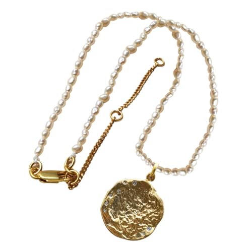 WOFASHPURET Luxuriöse Perlen Halskette Damen Choker mit Goldenem Metallanhänger Natürliche Süßwasserperlen Verarbeitung Hautfreundlich Pulloverkette für Stilvolle Frauen WOFASHPURET Luxuriöse Perlen Halskette Damen Choker mit Goldenem Metallanhänger Natürliche Süßwasserperlen Verarbeitung Hautfreundlich Pulloverkette für Stilvolle Frauen von WOFASHPURET
