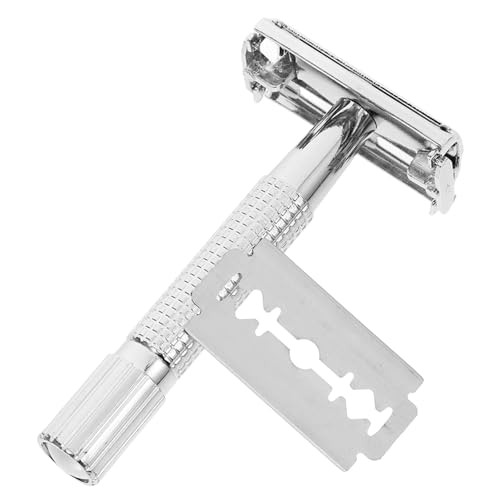 WOFASHPURET Manueller Butterfly Rasierer aus Edelstahl Doppelseitiger Bart Gesichtshaarrasierer Sanfte Rasur für Barttypen Geschlossene Klingenkopf Schützt Haut Präzise Konturenanpassung für von WOFASHPURET