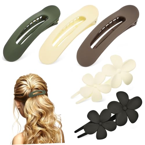WOFASHPURET Matte Haarklammern Teiliges mit Flachen Rutschfesten Entenschnabel Clips Braun Weiß Grün für Damen Vielseitige Haarspangen für Styling Hochzeit und Party von WOFASHPURET