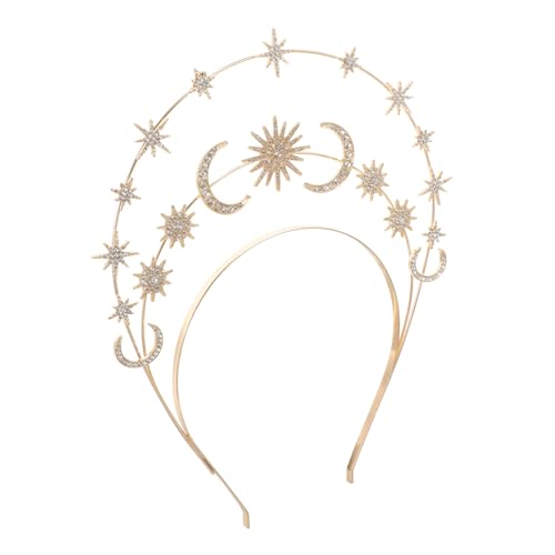 WOFASHPURET Strass Stirnband Für Damen Tiara Krone Hochzeit Kopfschmuck Metall Mehrschichtig Party Kopfbedeckung Mond Stern Verzierung von WOFASHPURET