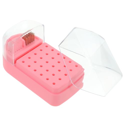 WOFASHPURET Nagelfräser Aufbewahrungsbox Transparent mit Reinigungsbürste Nagelfräser Bits Organizer für Maniküre und Heimgebrauch von WOFASHPURET