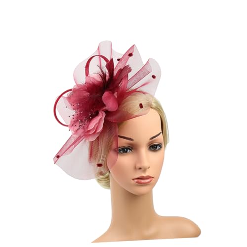 WOFASHPURET Netz feder Haarschmuck Haarspange Braut Stirnband rot von WOFASHPURET