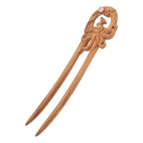 WOFASHPURET Holz Haarstab mit Schnitzereien Ethno Haargabel für Hochsteckfrisuren Vintage Haaraccessoire für Damen Geeignet für Dutt und Abschlussball Dekorativer U-Haarstab aus Holz von WOFASHPURET
