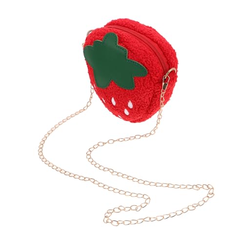 WOFASHPURET Niedliche Erdbeer Umhängetasche Für Mädchen Plüsch Geldbörse Im Cartoon-Frucht-Design Vielseitig Als Crossbody Bag Oder Münzbeutel Einsetzbar Für Kleine Ausflüge von WOFASHPURET