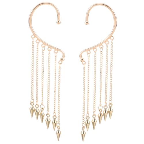 WOFASHPURET Non Piercing Ohr Manschette Ohrringe für Damen Lange Goldene Ohrstulpen mit Trendigen Quasten Leichte Ohrclips für Teenager Baumelnde Ohrhänger für Alltag und Party von WOFASHPURET