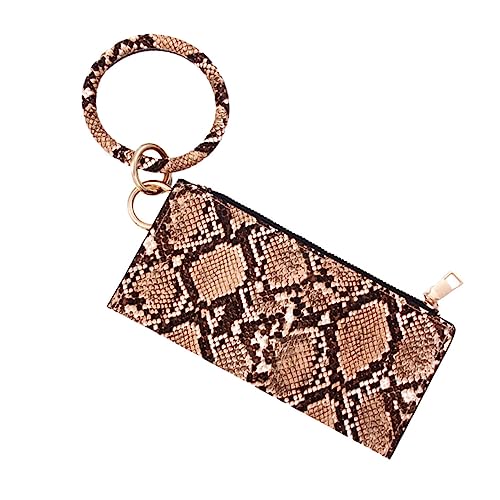 WOFASHPURET Pu Leder Schlüsselbund Geldbörse Für Damen Tragbare Kosmetiktasche Im Schlangenmuster Für Alltag Shopping Und Kaffeebraun von WOFASHPURET
