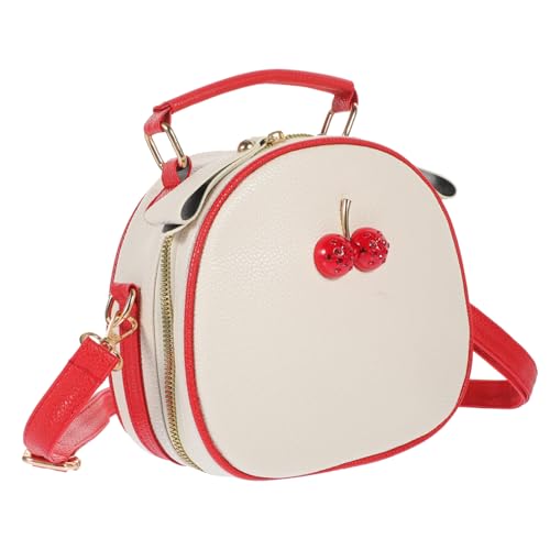 WOFASHPURET PU Umhängetasche Damen Crossbody Bag Beige Rot Kirsche Modisch Langlebig Komfortabel Für Jugendliche Und Frauen von WOFASHPURET
