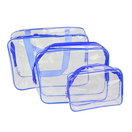 WOFASHPURET PVC Transparent Kosmetiktasche Wasserdichter Organizer Für Reise Sport Und Alltag Blau von WOFASHPURET