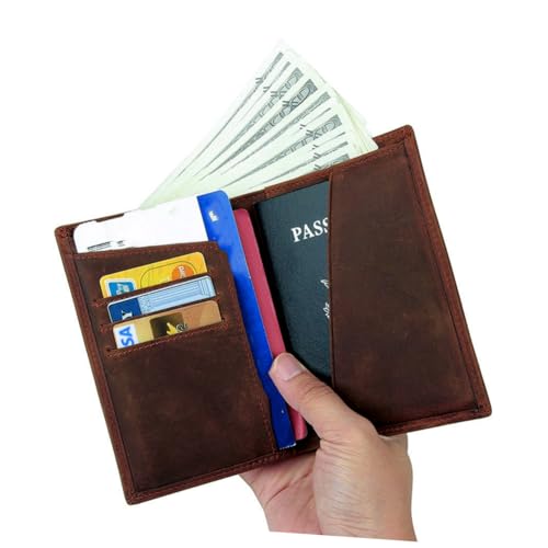 WOFASHPURET Retro Reisenpassbörse Herren Brieftasche Diebstahlsicher RFID Kartenhalter Schmale Geldbörse Für Männer von WOFASHPURET