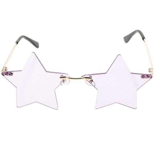 WOFASHPURET Rimless Sunglasses in Star Frameless, Pentagramm- Kreative Brillen Für Damen Party-brille Sternförmige Brille Stern Brille Star Party Glasses for Costume, Cosplay, Party, Adults, Children von WOFASHPURET