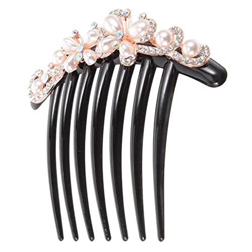 WOFASHPURET Perlen Haarkamm mit Strasssteinen Seitlicher Haarkamm für Braut Eleganter Hochzeitsschmuck mit Zähnen Festhaltendes Haaraccessoire für Damen von WOFASHPURET