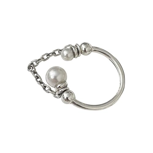 WOFASHPURET Offener Perlenring Mit Perlenkette Für Mädchen Verstellbarer Ring Für Damen Stilvoll Und Dekorativ von WOFASHPURET
