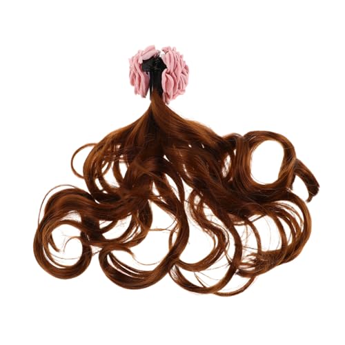 WOFASHPURET Haarverlängerungen Clip Perücke Mit Braunen Locken Und Blumen-haarspange Für Frauen Lustiges Accessoire Für Partys Kostüme Und Tägliche Tragen von WOFASHPURET