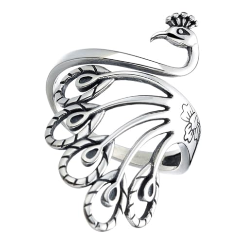 WOFASHPURET Pfauenring Offener Ring Fingerring Zarter Damenschmuck Pfauenschmuck Für Frauen Kupfermaterial Vintage-behandlung Strickring Häkelring von WOFASHPURET