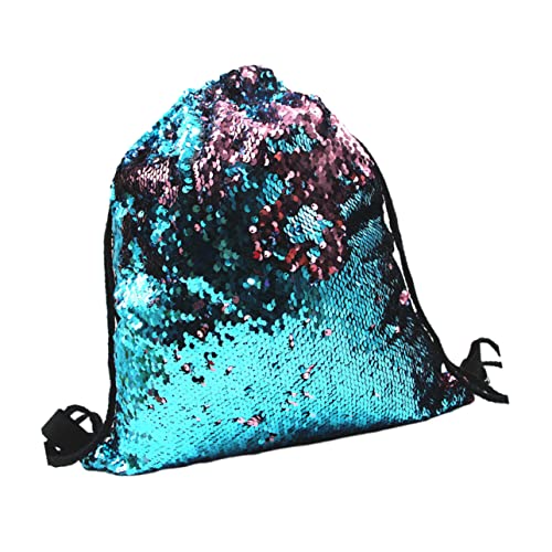 WOFASHPURET Polyester Drawstring Backpack mit Glitzer Wende Sportbeutel Hellrosa für Schmuck Kosmetik Robuster Kordelzug Rucksack für Festivals Shopping von WOFASHPURET