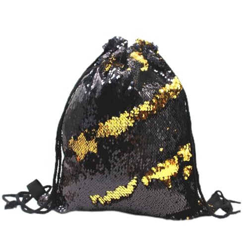 WOFASHPURET Polyester Rucksack mit Glitzer Design Umkehrbar Vielseitig Damen für Schmuck Kosmetik Kleine Gegenstände Gold von WOFASHPURET