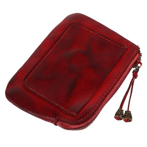 WOFASHPURET Rindsleder Münzbörse Kleine Geldbörse Damen Retro Design Mit Münzfach Für Kleingeld Bargeld Fahrkarten Etc von WOFASHPURET