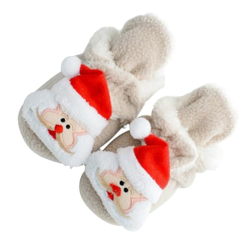 WOFASHPURET Prewalker Krabbelschuhe aus Weichem Korallenfleece Rutschfest Warm Gefüttert Elastischer Verschluss Neugeborenen Booties für Kleinkinder Khaki von WOFASHPURET