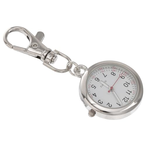 WOFASHPURET Quarz-Taschenuhr-Schlüsselanhänger,Moderne Taschenuhr-Schlüsselanhänger Tragbarer Pflege-Taschenuhr-Anhänger Für Ärzte Krankenschwestern Sanitäter Köche (Silber) von WOFASHPURET