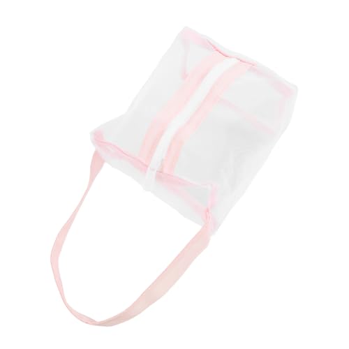 WOFASHPURET Reise Kosmetiktasche Aus Netzstoff Durchsichtige Make Up Tasche Für Hautpflege Tragbare Organizer Für Toilettenartikel Kleine Pinke Aufbewahrungstasche Für Damen von WOFASHPURET