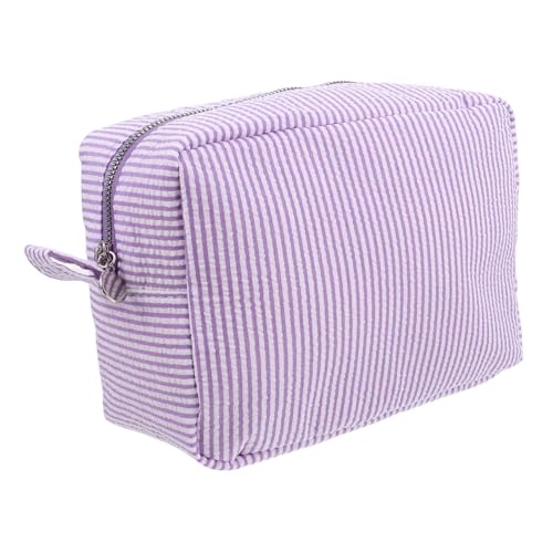 WOFASHPURET Faltbare Streifen Make-up Tasche Mit Großem Fassungsvermögen Reise Kosmetik Organizer Kulturbeutel Für Damen Und Reisen Aus Baumwollleinen Und Polyester Platzsparend Und von WOFASHPURET