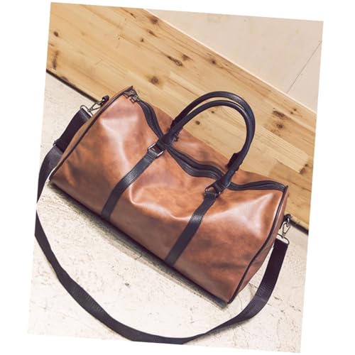 WOFASHPURET Reisetasche Aus Pu-Material Tragbare Messenger-Schultertasche Für Herren Braun Mit Abnehmbaren Schultergurten Langlebig Für Wochenendtrip Und Täglichen Gebrauch von WOFASHPURET