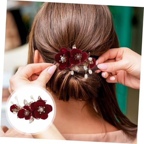 WOFASHPURET Retro Haarklammer Damen Stilvolle Rote Camellia Blume Haarschmuck Klassisch Seitenclip für Alltag und Festliche Anlässe WOFASHPURET Retro Haarklammer Damen Stilvolle Rote Camellia Blume Haarschmuck Klassisch Seitenclip für Alltag und Festliche Anlässe von WOFASHPURET