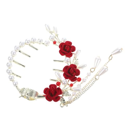 WOFASHPURET Rosafarbene Quasten Haarspange mit Perlen für Damen Eleganter Pferdeschwanz Clip für Dünnes Haar Einfacher Haarschmuck für Hochzeiten und Besondere Anlässe Rutschfest von WOFASHPURET