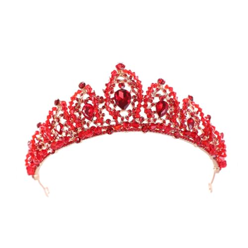 WOFASHPURET Rote Kristallkrone Hochzeit Braut Tiara Hochwertiges Diadem Leichtes Kopfstück Damen Haarschmuck Festlicher Kopfschmuck für Brautkleid Dekoration von WOFASHPURET